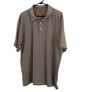 George Polo Men's Tan/White Patterned Collared‎ Short Sleeve Shirt size XL